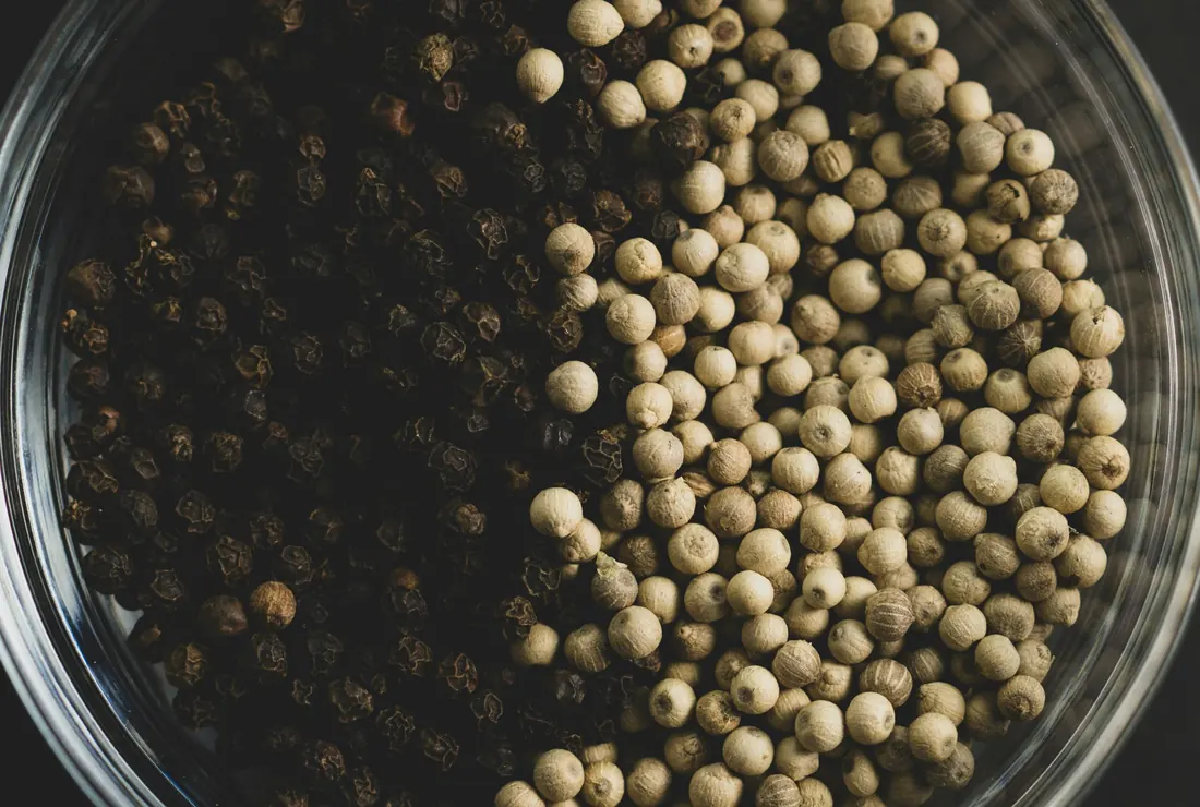 Black and white pepper